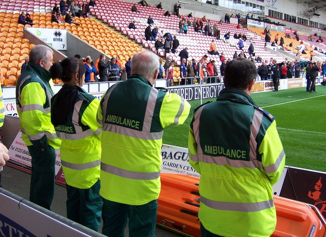 Ambulance Crew at Blackpool FC's Bloomfield Road Ground